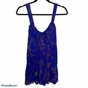 Free People Blue Flowy Floral Mini Dress Women's XS Extra Small